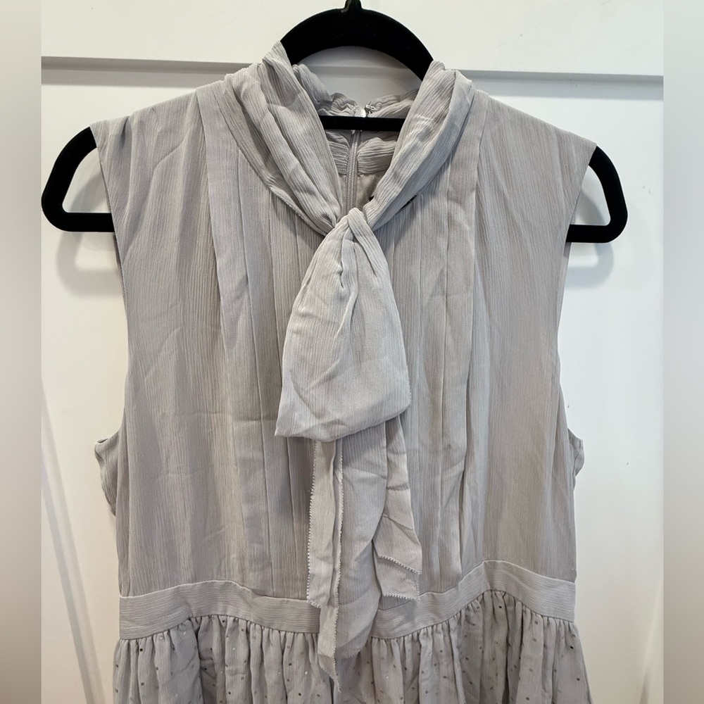 St. John Light Gray Tiered Midi Dress - Picture 2 of 8